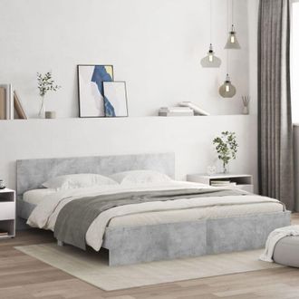 vidaXL Bed Frame with LED without Mattress Concrete Grey 200x200 cm vidaXL