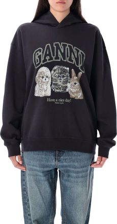 Ganni Animals Print Hoodie