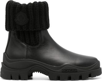 Moncler Larue ribbed-knit leather boots - women - Leather - 41 - Black