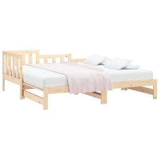 Berkfield Home Pull-out Day Bed 2x(90x190) cm Solid Wood Pine in Natural