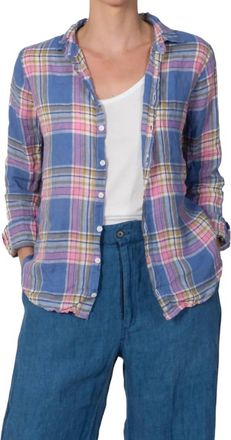 CP Shades Romy Plaid Linen Shirt In Blue/pink Plaid