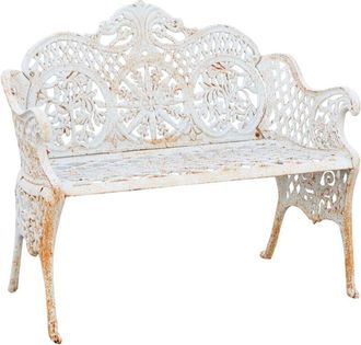 Biscottini International Biscottini - Banco De Jard&iacute;n De Hierro Fundido 110x55x90 Sof&aacute; De Exterior Banco Liberty Con Reposabrazos Silla De 2 Plazas Banco De Hierro