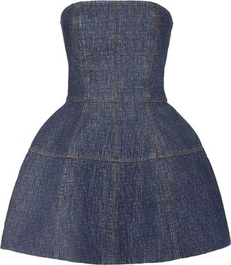 Fendi Padded Denim Mini Dress-Donna