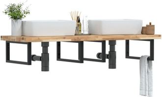 vidaXL Estante De Lavabo De Pared Acero Y Madera Maciza De Acacia Vidaxl