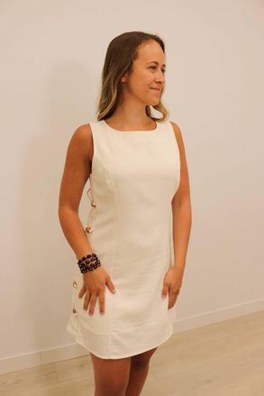 Blu Pepper Rou Stone Studded Mini Dress In Natural