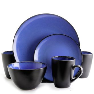 Gibson Home Round 16-Piece Dinnerware Set, Blue