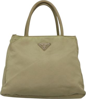 Prada Tessuto Beige Synthetic Tote Bag (Pre-Owned)