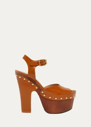 Chlo&eacute; 90mm Meret Leather Clogs