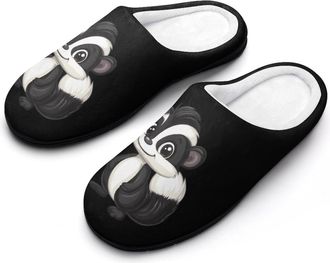 Generic Cute Skunk Fashion Cotton Slippers for Women Memory Foam House Slippers Non-Slip House Bedroom Shoes