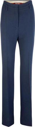 Max Mara Wijde broek - Dames - Wijde Broeken - Blauw - M - Polyester - Broeken