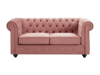Vente-Unique Divano 2 posti in Velluto Rosa pastello - CHESTERFIELD