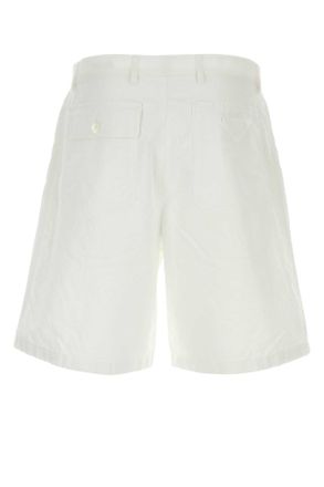 Prada Mens White Oxford Bermuda Shorts Bianco Exterior: Cotton