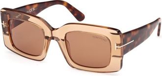 Tom Ford Brown Rectangular Ladies Sunglasses FT1188 45E 50