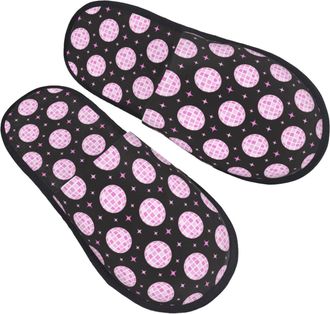 Generic Slippers Pink Groovy Disco Ball Cozy Fuzzy Slippers Lightweight Anti-Slide Slipper For Home Ladies Winter M