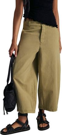 Free People Lay Down Ankle Wide Leg Chinos in Aloe at Nordstrom, Size 10