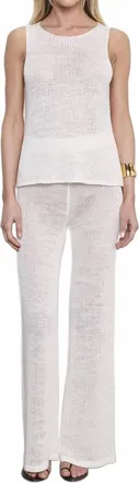 Enza Costa Linen Open Knit Tank In White