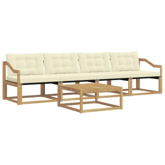 vidaXL Conjunto De Sof&aacute;s De Exterior 5 Pcs Blanco Y Crema Vidaxl