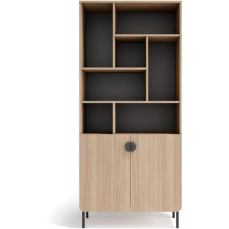 HERDASA Herdasa, Estanter&iacute;a Multifunci&oacute;n Tokyo De Melamina, 8 Compartimentos, Dise&ntilde;o Moderno, 178x80x31cm - Nogal Claro Y Grafito