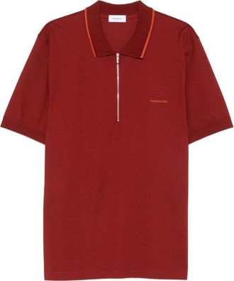 Ferragamo Zip-fastening Logo-embroidered Polo Shirt