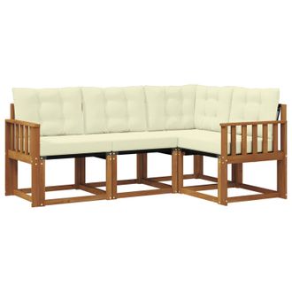 vidaXL Conjunto De Sof&aacute;s De Exterior Con Coj&iacute;n 4 Pcs Natural Y Crema Vidaxl