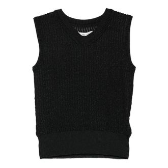 Maison Margiela V-neck Knitwear, female, Black, Size: S Sleeveless Polo Knit Vest