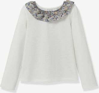 Cyrillus Shirt mit R&uuml;schenkragen aus Libertystoff M&auml;dchen CYRILLUS, Bio-Baumwolle wollwei&szlig;