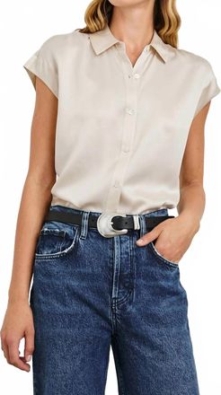 Rails Palmer Cap Sleeve Button Down Shirt In Moonbeam