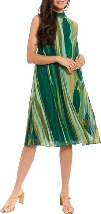 London Times Sunburst Pleated Trapeze Dress in Holiday/Rolling Hills at Nordstrom Rack, Size X-Small