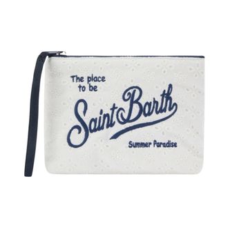 MC2 Saint Barth Clutches, female, White, Size: ONE SIZE Aline Sangallo Cotton Mini Fiori Embry Clutch Bag