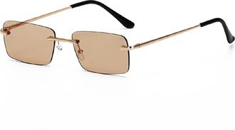 Generic Square Small Frame Metal Mens and For Womens Sunglasses, Outdoor Holiday Driving Glasses (Color : A, Size : Medium)