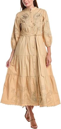 Teri Jon by Rickie Freeman Teri Jon By Rickie Freeman Embroidered Full Sleeve Tiered Dress