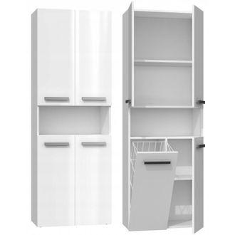 Hucoco Hucoco - Glaze Mueble De Ba&ntilde;o Con Puerta + Cesta Estilo Moderno Dimensiones: 174x60x30cm Columna De Ba&ntilde;o
