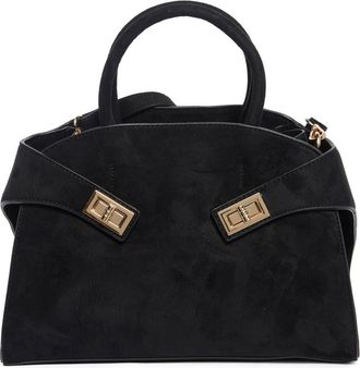Urban Expression Faux Suede Double Buckle Satchel in Black at Nordstrom Rack