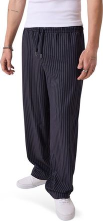 Guess Pinstripe Elastic Waist Pants in Sb0T-Dark at Nordstrom, Size 31 X 32
