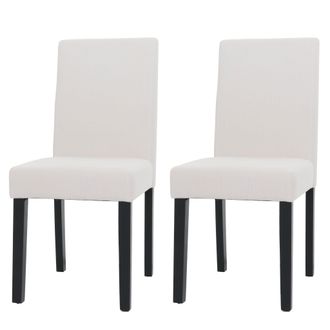 Hhg Lote De 2 Sillas De Comedor Littau, Silla De Cocina Respaldo Alto, Tela/textil Cuerda Madera, Crema, Patas Oscuras