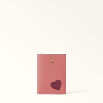Furla Camelia Passport Holder S Toni Rosewood Pink Sidney Calf Leather + Heart Patch Woman