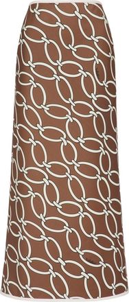 Valentino Garavani chain-link print virgin wool skirt - women - Virgin Wool/Viscose/Silk - 44 - Brown