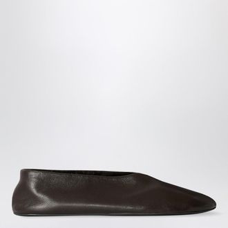 The Row Slipper Stella marroni in pelle e shearling
