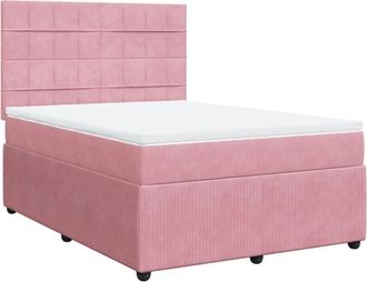 vidaXL Vidaxl - Cama Box Spring Con Colch&oacute;n Terciopelo Rosa 160x200 Cm