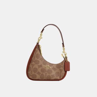 Coach Womens Twisted Teri Bag Charm in Signature Canvas - Dark Brown - One Size