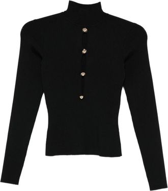 Self Portrait Black Mock Collar Sweater