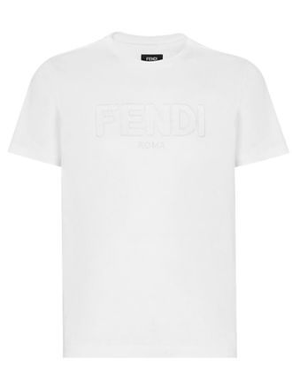 Fendi Unisex Zig-Zag Logo T-Shirt in White