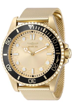 Invicta Pro Diver 49690 Heren Horloge - Quartz Uurwerk - Roestvrij Staal met gouden Wijzerplaat - 43mm