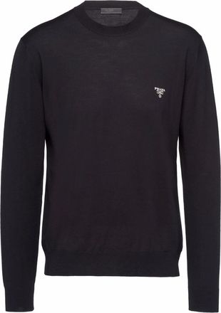 Prada Embroidered-logo Crew-neck Sweater