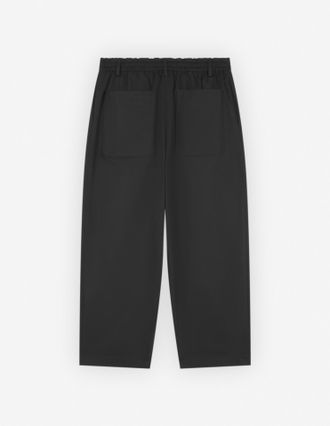 Maison Kitsun&eacute; Cropped Pleated Cotton Gabardine Trousers - Black