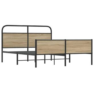 Berkfield Home Metal Bed Frame without Mattress Smoked Oak 160x200 cm in Light Brown