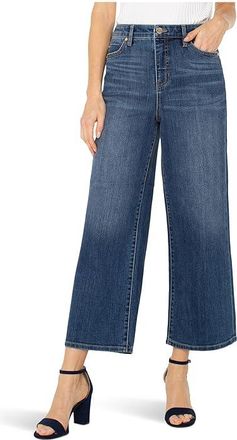 Liverpool L.A. Petite Stride High-Rise Crop Wide Jeans Womens Jeans Wabash : 12P 24, Cotton/Denim/Elastane