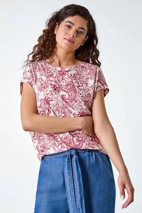 Roman Textured Paisley Cocoon Top