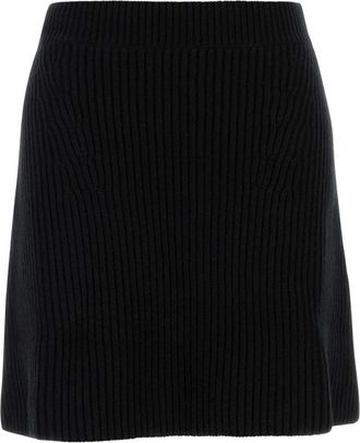 Jil Sander Black Ribbed-knit Wool Mini Skirt