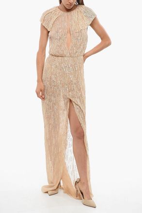 Elisabetta Franchi RED CARPET Sequined Maxidress with Cape Design Elisabetta Franchi